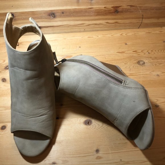 Brash Slingback Wedges- Open Toe Sandals faux suede/leather - Picture 7 of 12